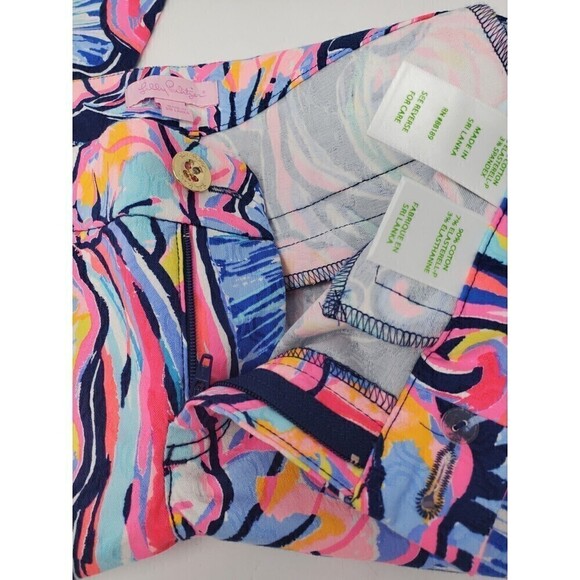 LILLY PULITZER KELLY SKINNY ANKLE PANTS NAVY BLUE BRIGHT PINK FLORAL WOMEN 0 - Picture 6 of 16